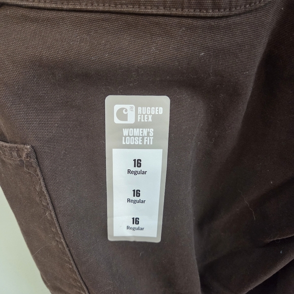 Carhartt Women's Rugged Flex Loose Fit Canvas Work Pant Dark Brown 16 Regular - Picture 5 of 9
